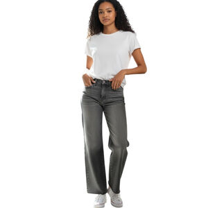 Judy Blue Wide Crop Raw Hem Wide Leg Fade Gray Jeans 5/27 Waist 28" Inseam 24"